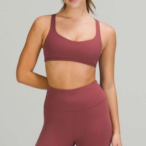 lululemon free to be wild bra smoky red with strawberry milkshake straps!!